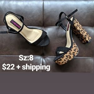 Leopard chunky heels